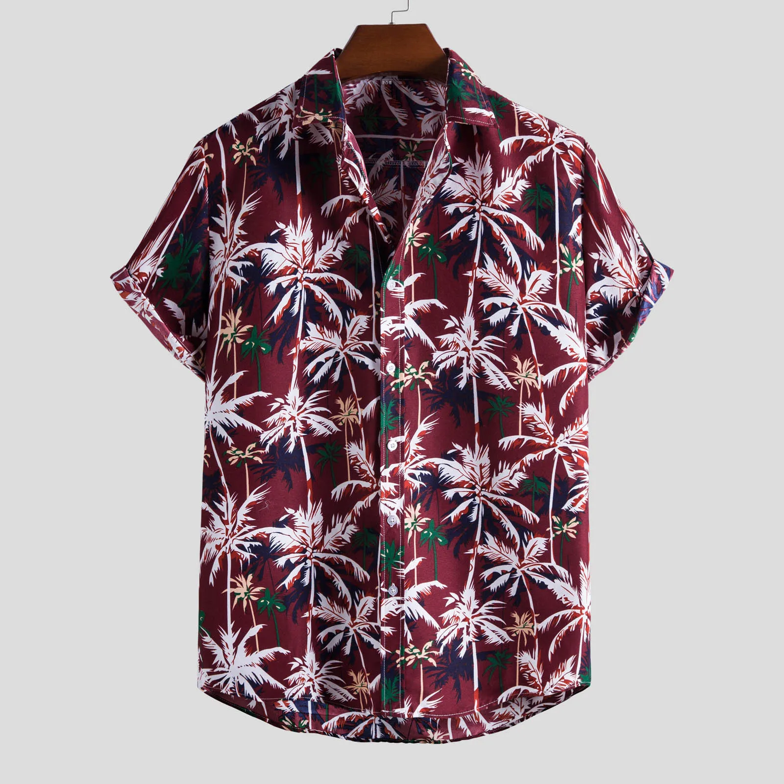 

Faionable Casual Lapel ort Sve irt Wide Angle Collar Spring Summer Youth ular Loose Fit Printed No Iron Treaent