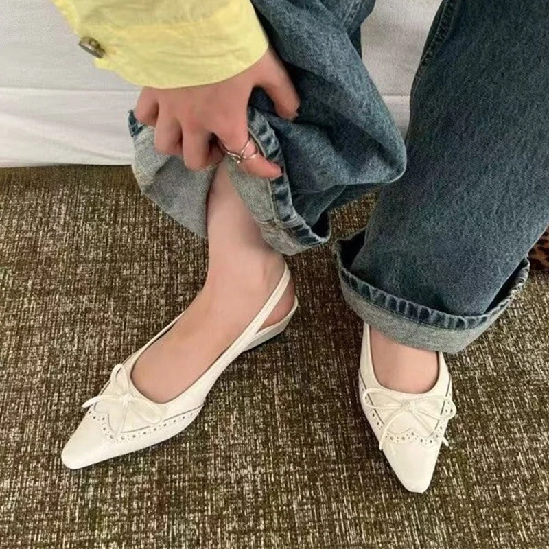 Sandálias Femininas Anabela com Laço, Sapatos de Salto Alto Bico Fino, Chinelos Elegantes para o Verão 2026, Scarpins da Moda, Sapatos Sociais Feminin