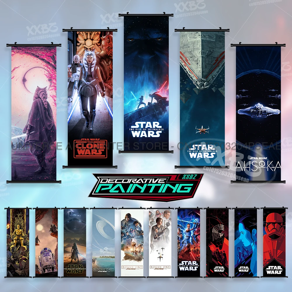 

Star Wars Poster Ahsoka Movie Home Decoration Darth Vader Hanging Painting Anakin Skywalker Scroll Picture Jet Troopers Wall Art