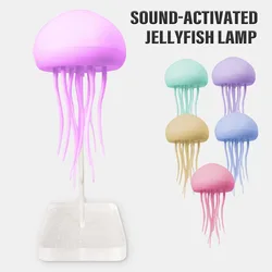 Modern Jellyfish Table Lamp USB Rechargeable Adjustable Color Changing LED Night Light with Polished Plastic Base