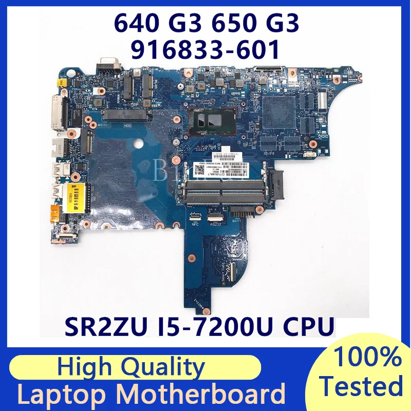 

916833-601 916833-501 916833-001 Mainboard For HP 640 G3 650 G3 6050A2860101-MB-A01 With SR2ZU I5-7200U CPU 100% Fully Tested OK