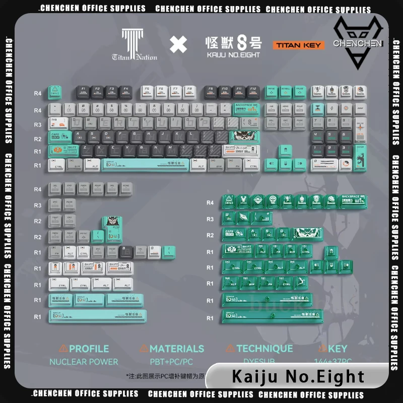 Titan Nation Kaiju No.Eight Mechanical Keyboard Keycaps PBT Cherry Height Keycap For PC Gamer Accessories Customization Keycaps