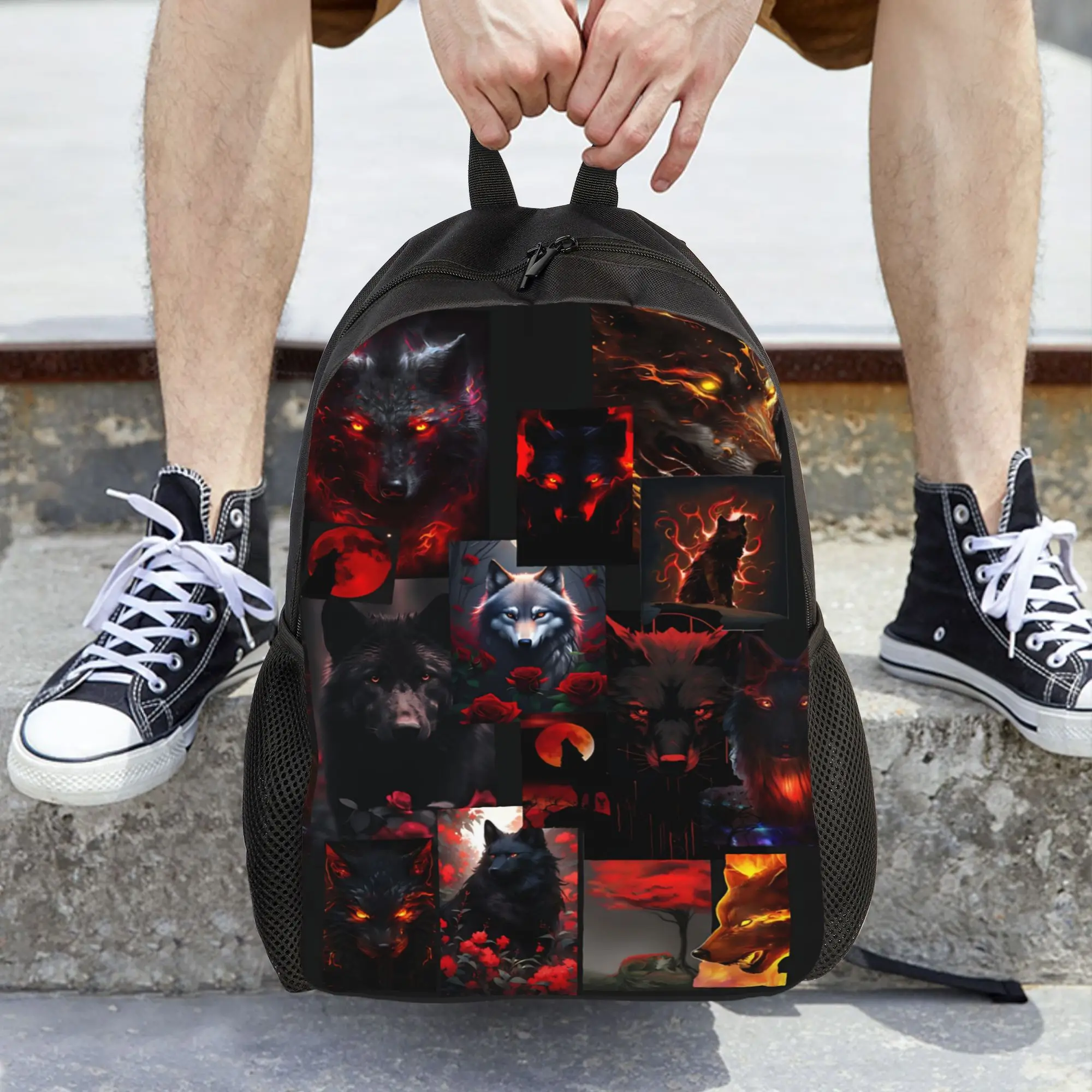 Fashion Cool Wolf Pattern Wolf spirit backpack  mochila Versatile Work Office Large Capacity Rucksack