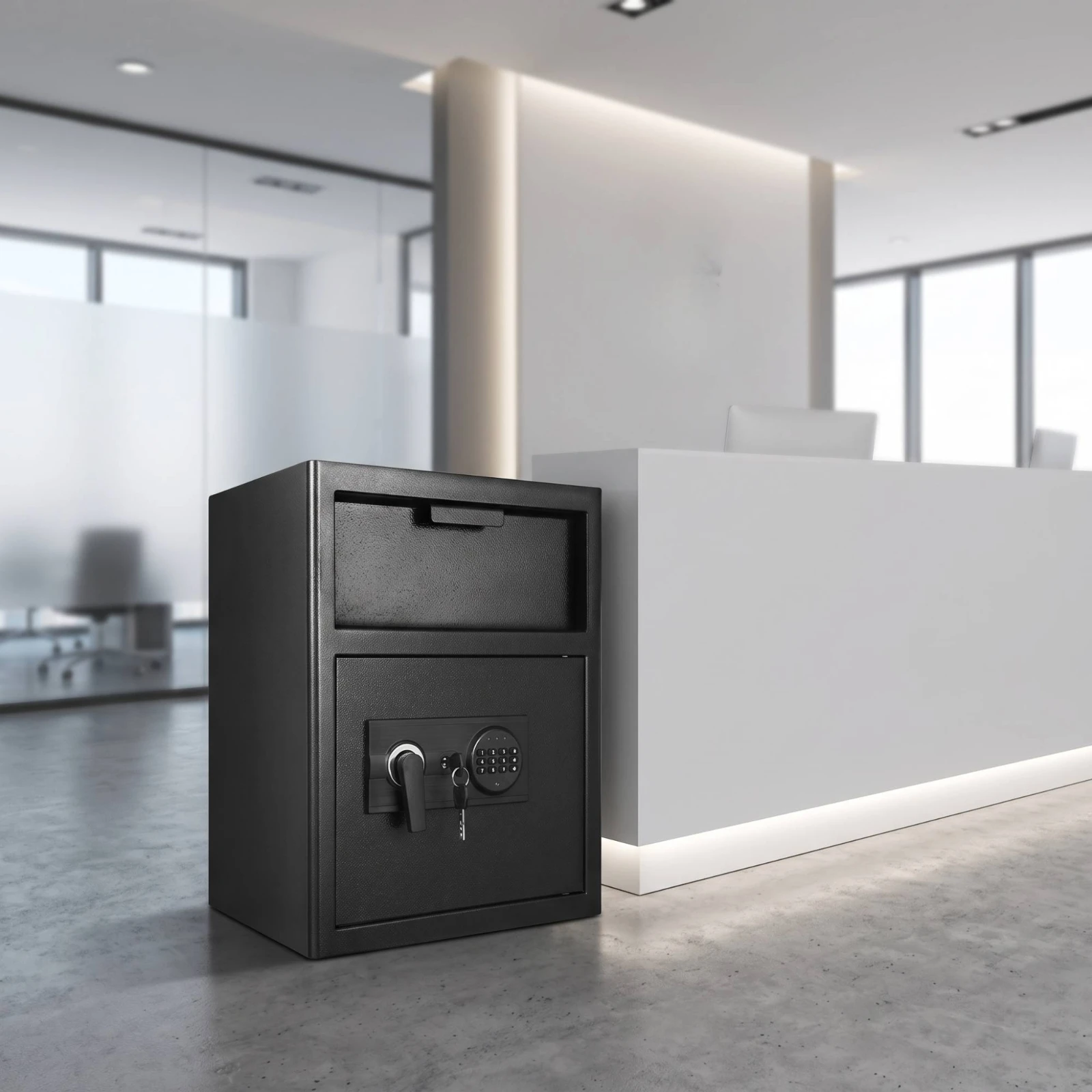 Package Drop Box with Keypad Secure Parcel Drop Box Parcel Safe Heavy-Duty Mailbox Metal for Homeowners, Porch, Doorway