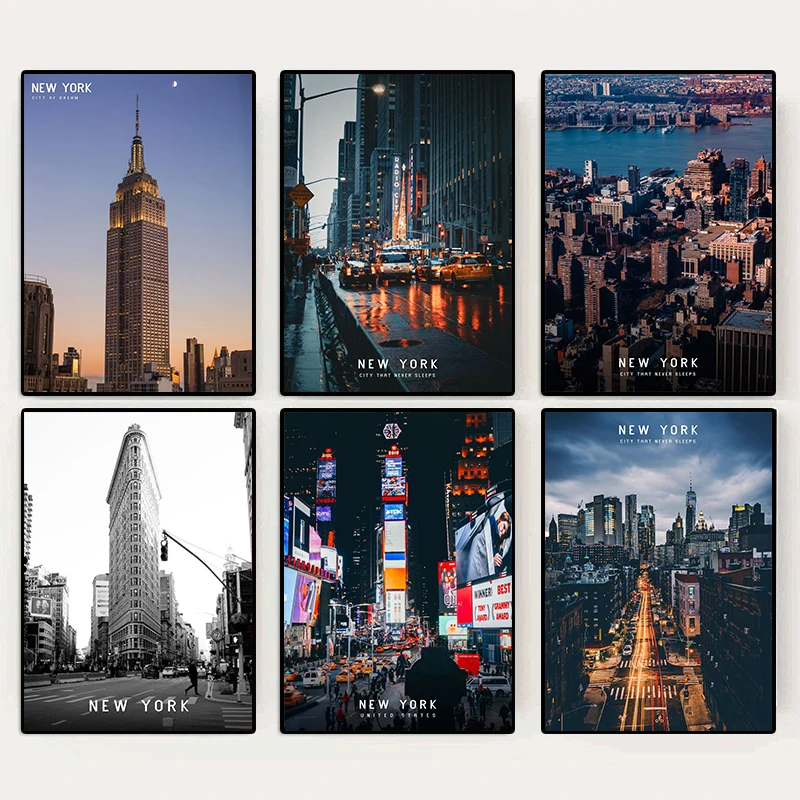 

American Famous City New York Travel City Landscape Posters Canvas Painting and Prints Wall Art Modern Photo Room Home Decor