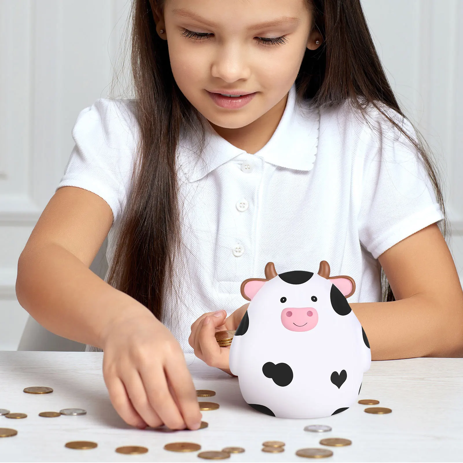 1個入り 牛の貯金箱 子供用 かわいいビニール製貯金箱 愛らしいデザイン コインバンク 男の子 女の子 誕生日プレゼント 貯金ジャー