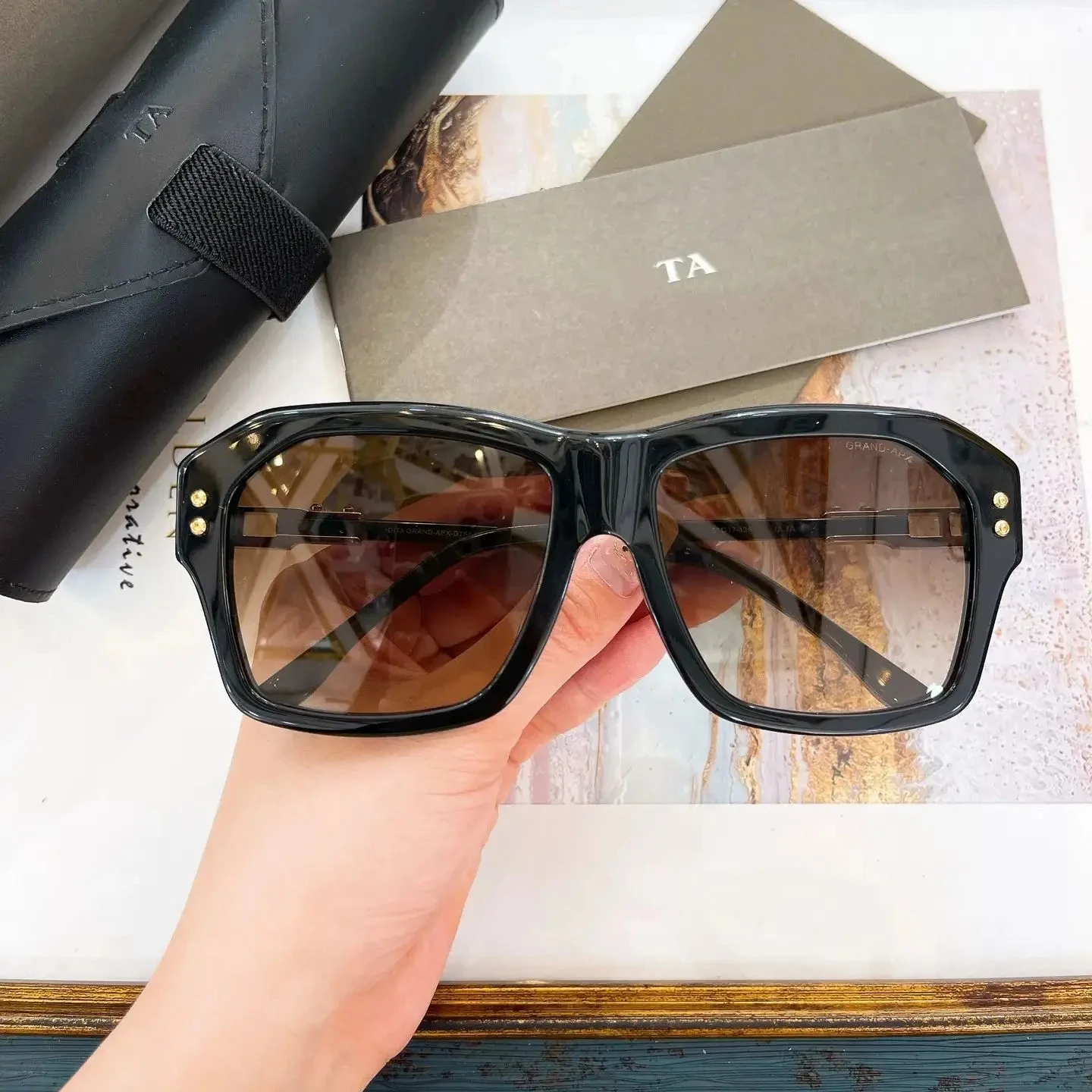 

Authentic For DIYTA DT DTS417 Stylish Top Quality Men Women Sun Glasses Alloy+Acetate Frame Square Male Couple Eyewear With Box