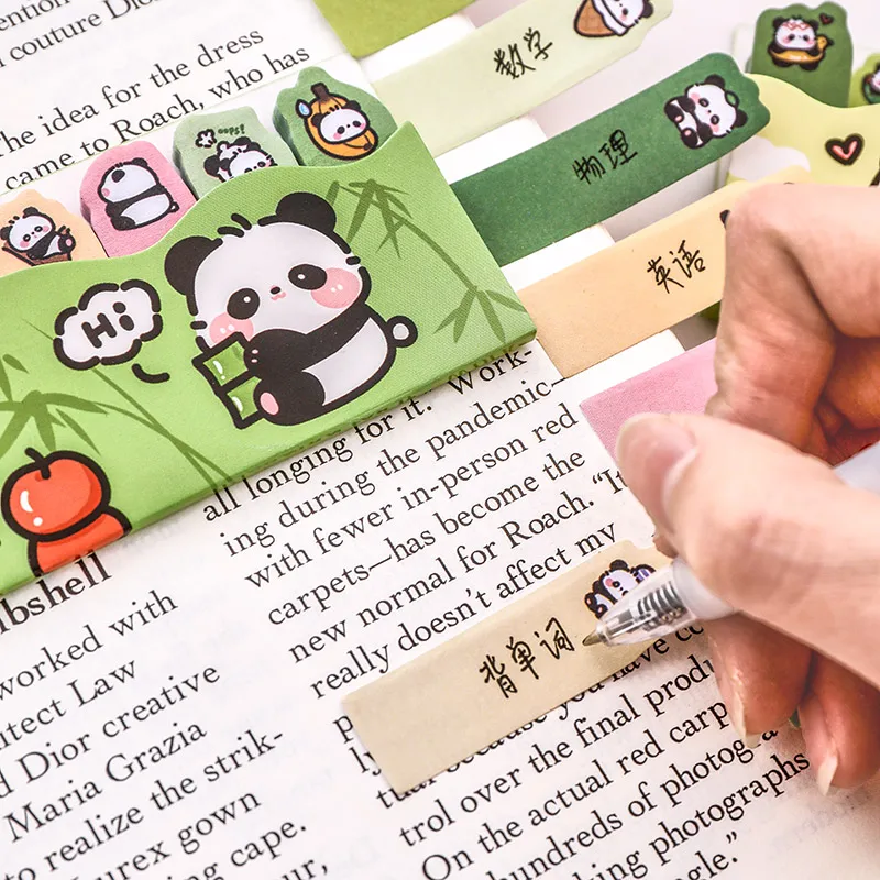 120 folhas de papel panda dos desenhos animados almofadas de memorando simples scrapbooking adesivo material escolar post notas pegajosas papelaria de escritório