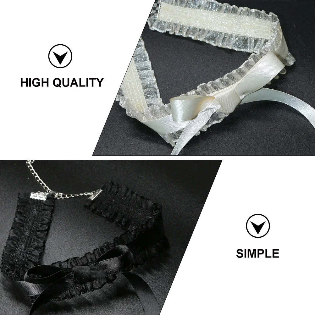 

2pcs Retro Lace Choker Neck Band For Women Girls Fashion Accessory Bowknot Decor Necklace Lightweight Party Daily Wear