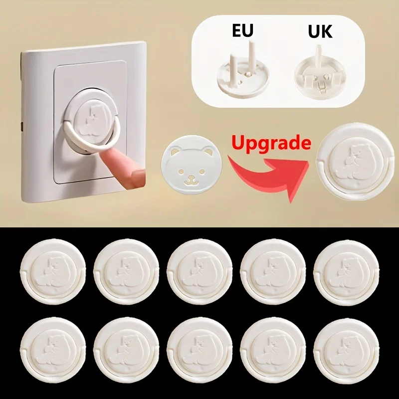

10pcs Baby Safety Socket Cover Childproof Outlet Plug Protector Anti Electric Shock Power Socket Hole Protection Cap