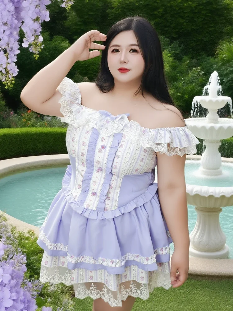 

French Retro Bow One Shoulder Top High Waisted Shorts Skirt Set Sweet And Spicy Cute Lolita Girl Pants Skirt Set