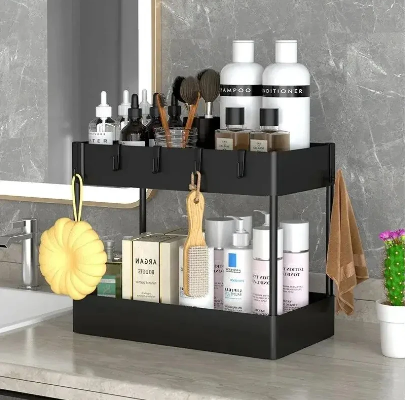 

2 Tier Under Sink Storage Organizer Multipurpose Rack Bathroom Kitchen Organizer Storage Multipurpose Holder Rack for Kitchen