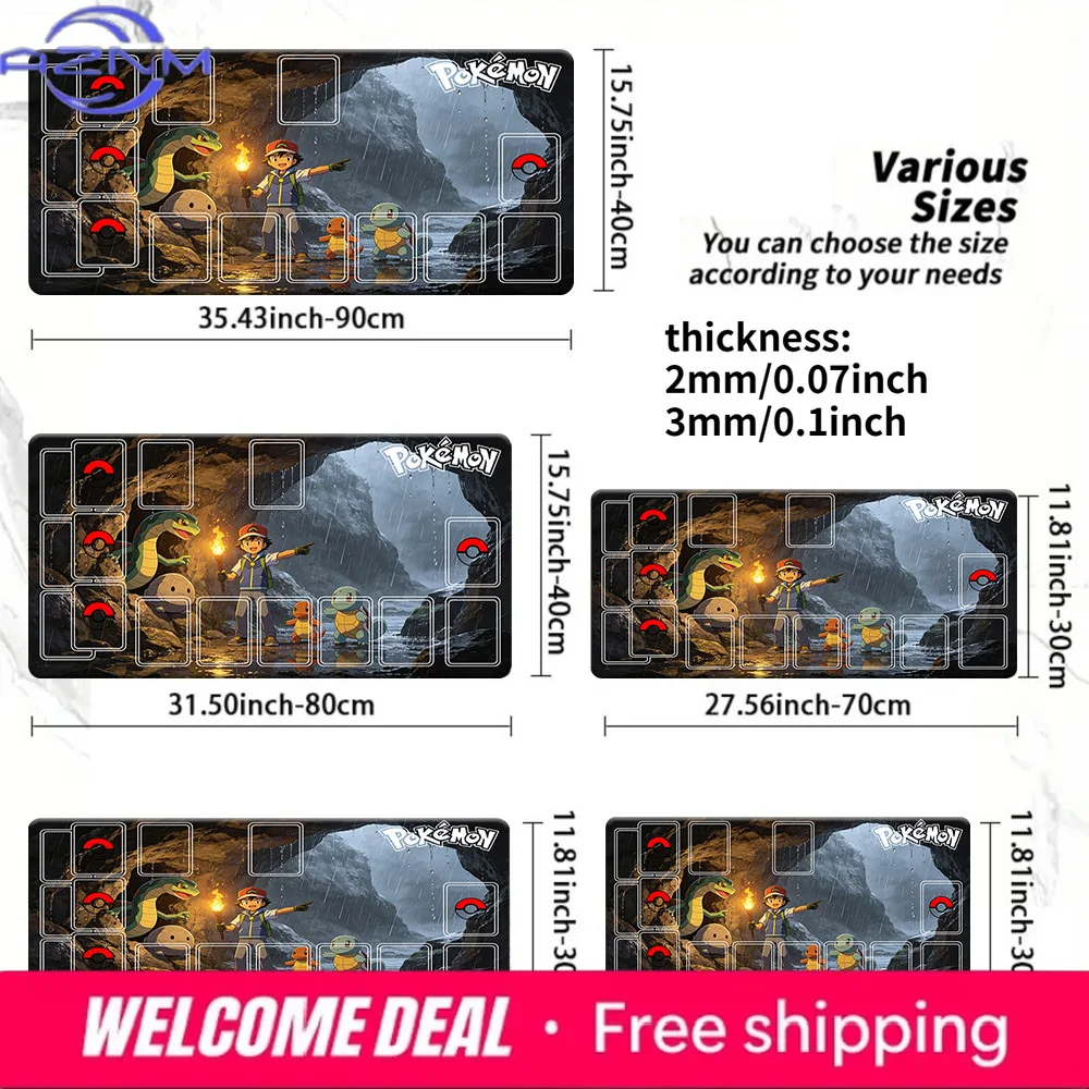 Pokemon TCG Playmap Misty Cave Torchlight Design Non-Slip Large Gaming Mouse Pad