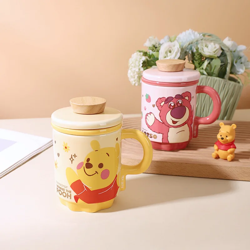 Lotso Huggin Bear Winnie the Pooh Disney Cute Cartoon 400ML Mug Kawaii Ceramic Coffee Cup Lovely Water Cup Room Decoration Gift