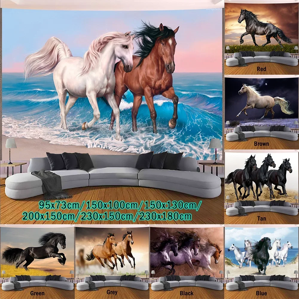 Horse Tapestry Animal Lifelike Running Steed Painting Wall Art Decor Wall Hanging Bedroom Living Room