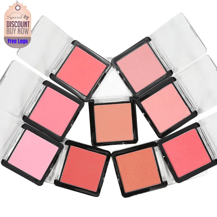 

Vegan Monochrome Square Blush Private Label Pearlescent Matte Ruddy Natural Transparent Rouge Powder Blusher Custom Logo