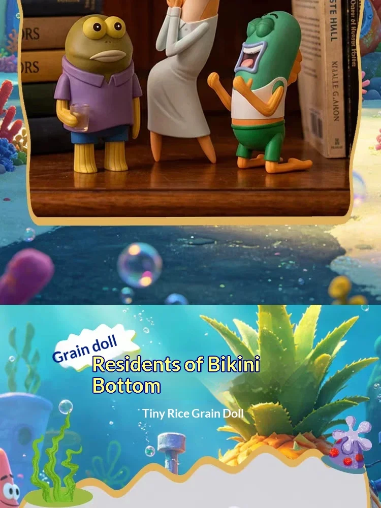 Original SpongeBob Bikini Bottom Bewohner Mini-Bean-Figur Blindbox Hintergrund-Fisch-Puppe Tischdekoration Anime Sammlerstück Geschenk – Detail 14