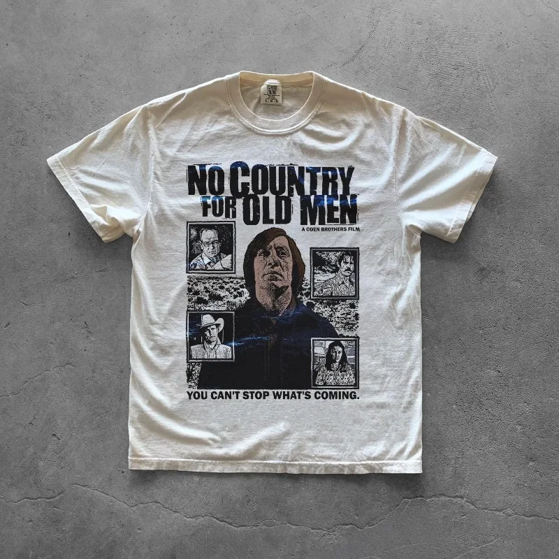 Retro Western Crime Movie Pattern T-shirt, 