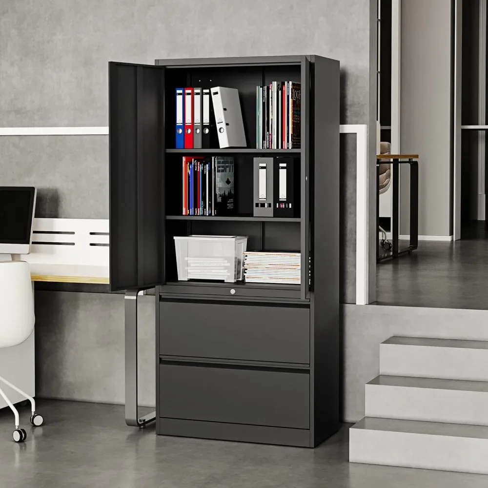 Metal Cabinets with Lockable Drawers and Doors Lateral File Cabinets Steel Metal Filing Lockers for Home Office