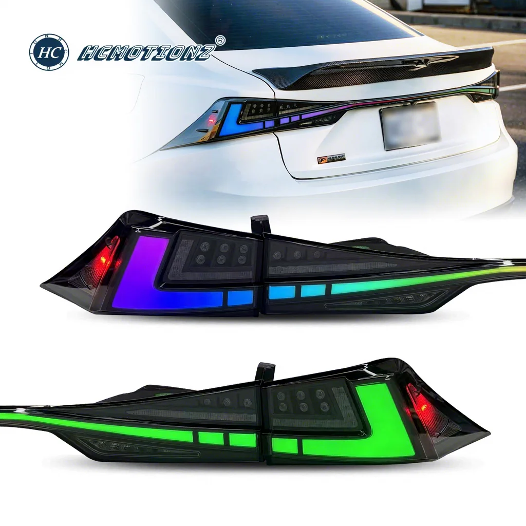 HCMOTIONZ Factory RGB Tail Lights For 2014-2020 Lexus IS250 Clear New Start Animation DRL IS 300 350 200t F 300h Rear Back Lamps
