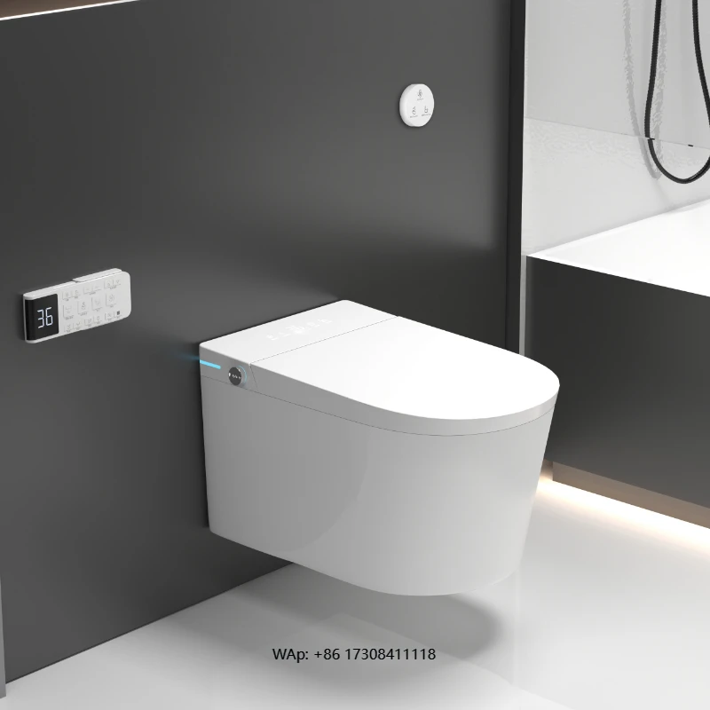 

110V~Bathroom Wall-Mounted Intelligent WC Smart Toilet with Remote Control & Seat Heating Modern Design Toilet Set