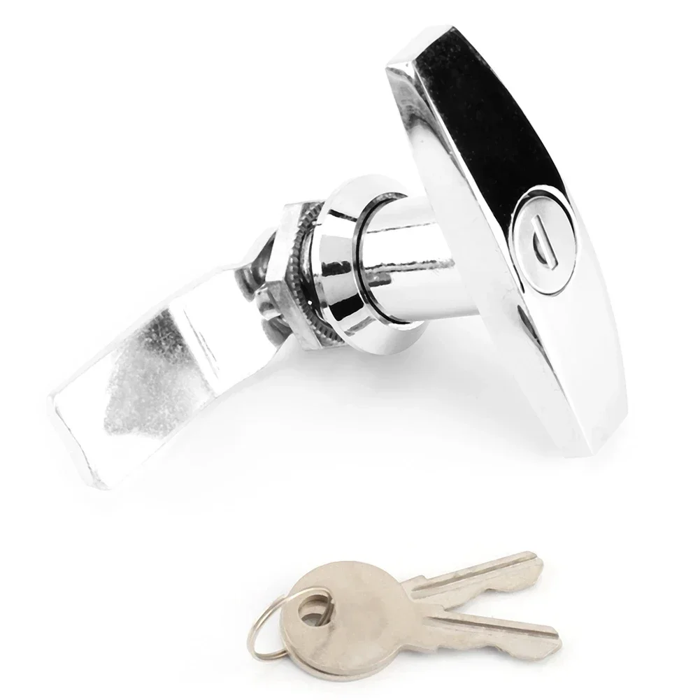 

RV Trailer T-Handle Lock, Chrome Zinc Alloy Caravan Handle Lock, Toolbox Turn Latch Lock For RV Trailer Canopy Toolbox Garage Do