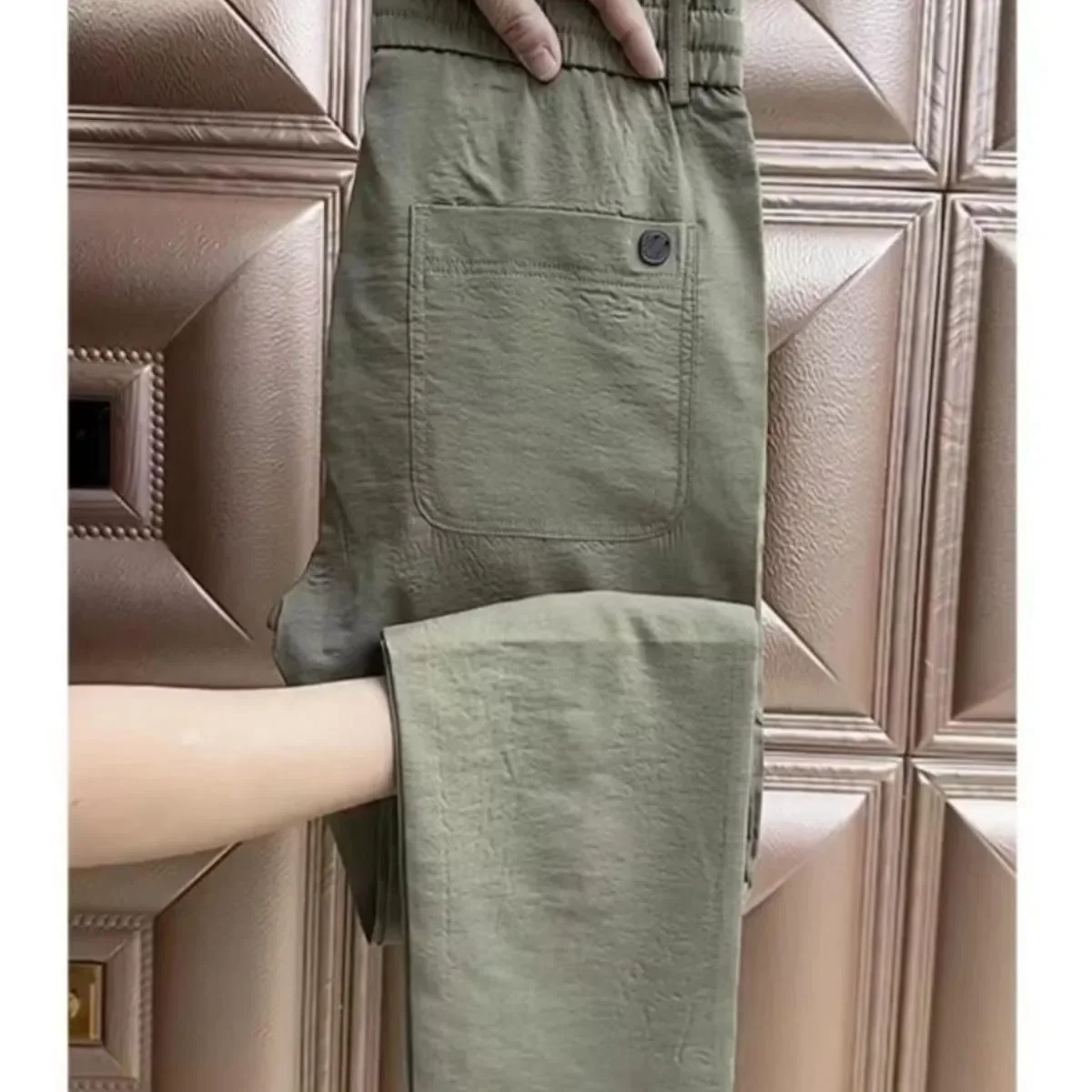Men's Summer Thin Cotton Linen Pants Loose Straight Casual Nine Point Trousers Breathable Comfortable Lightweight Faionable