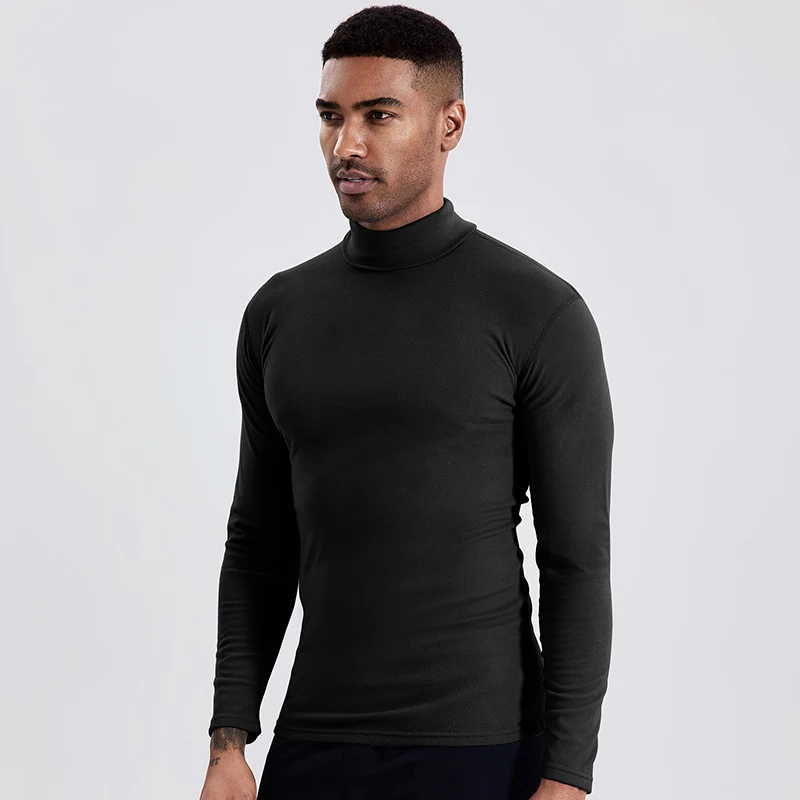 Men\'s autumn and winter plus size solid color turtleneck bottoming shirt casual Joker fashion young men long sleeve warm T.