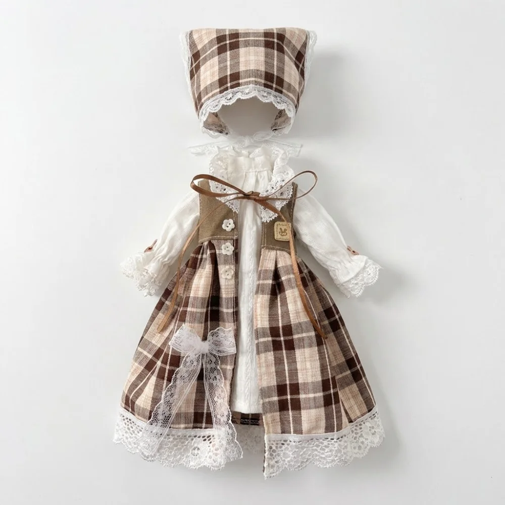 Doll Clothes 1/6 BJD Doll Fashion Outfit Set Pretty Dress Hat Headwear Girl Toy Gift Doll Accessories No Dolls No Shoes