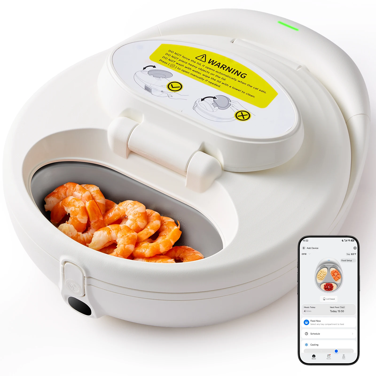 UBPET F21 Automatische Kattenvoerbak met App, Automatische Honden- en Kattenvoerbak, Dubbele Temperatuur met Halfgeleiderkoeling & -verwarming – 72 Uur Versheid voor Nat- en Droogvoer, 3 x 300ml