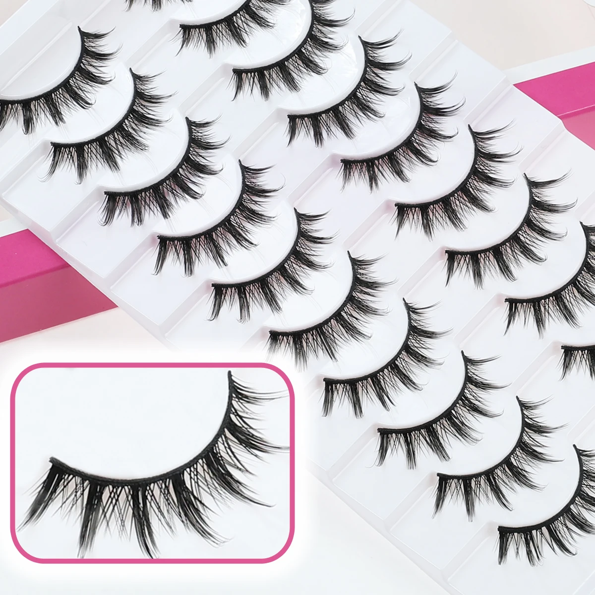 Xuanfeiwu المؤثر مرحلة الأداء ممدود بزاوية الصلب الجذعية الرموش الصناعية للنساء ، واقعية الطبيعية 5D الثعلب نمط مزدوجة الجفن لاصق الرموش #6