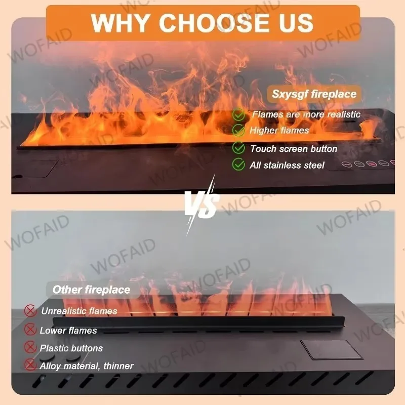 Chimeneas y estufas de vapor eléctricas inteligentes para interiores, llamas de colores, decoración de TV ecológica, sin riesgo de fuego, chimenea