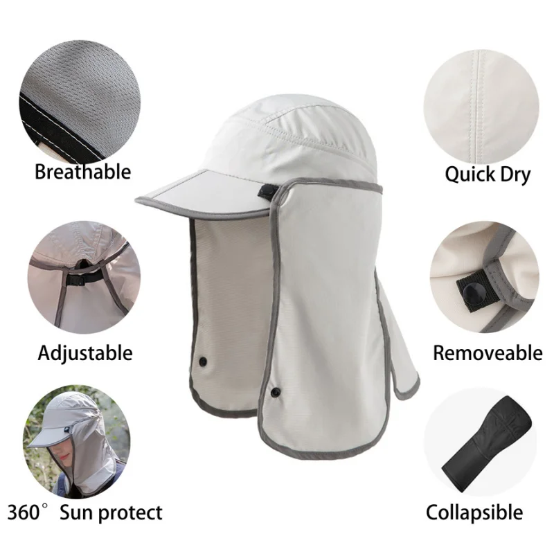 Sombreros de pesca de protección solar ligeros y extraíbles para exteriores, gorro deportivo de secado rápido, gorra de Golf de tenis para mujeres y hombres