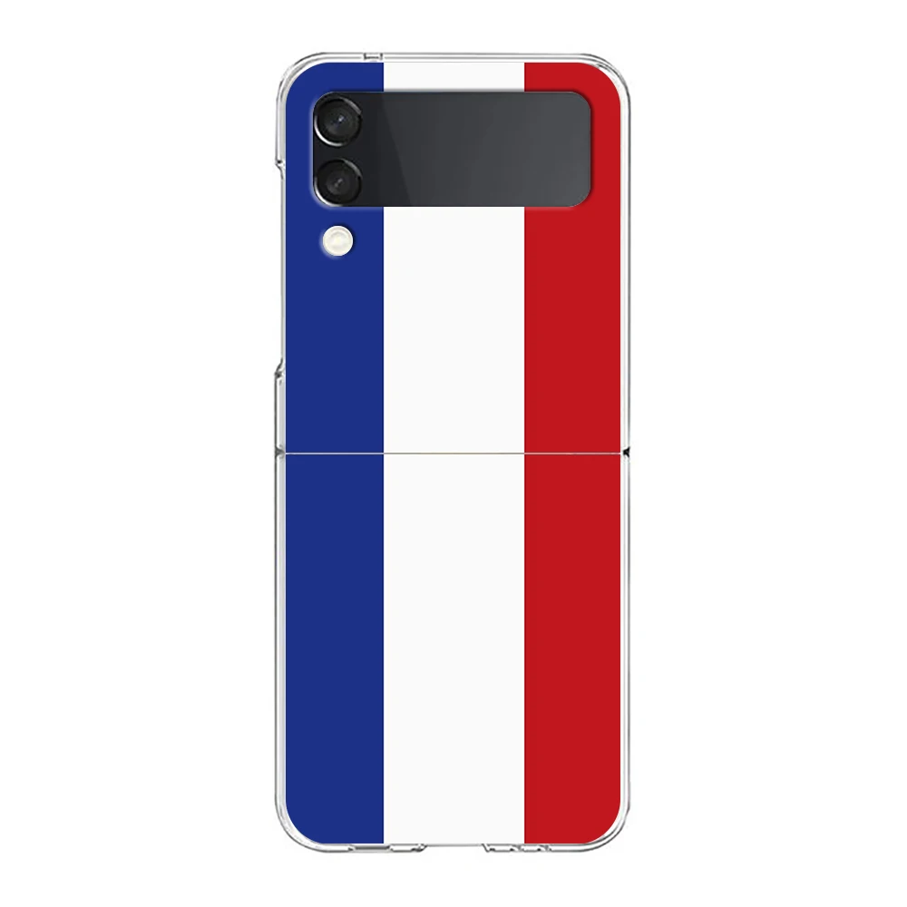 France Flag Soccer Paris Clear Phone Case For Samsung Galaxy Z Flip 3 4 5 Hard Folding PC Shell For Samsung Z Flip3 Back Cover