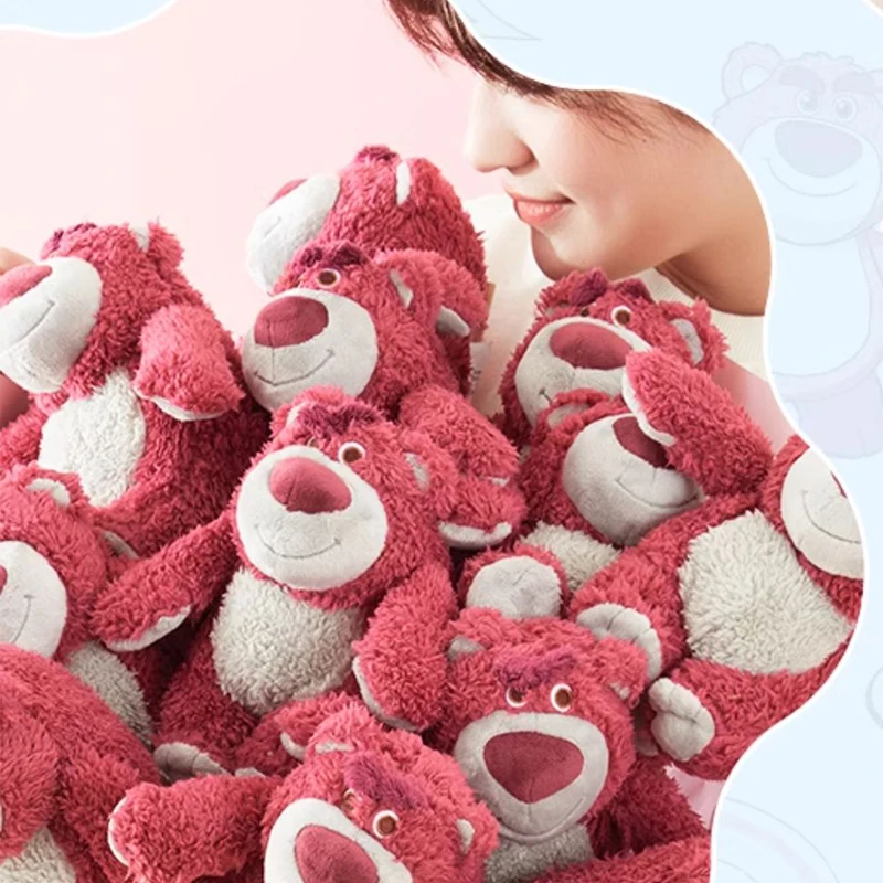 Disneyland Lotso Fluffy Strawberry Bear Plush Doll Kawaii Soft Bear Animal Plush Birthday Christmas Gift Home Decoration