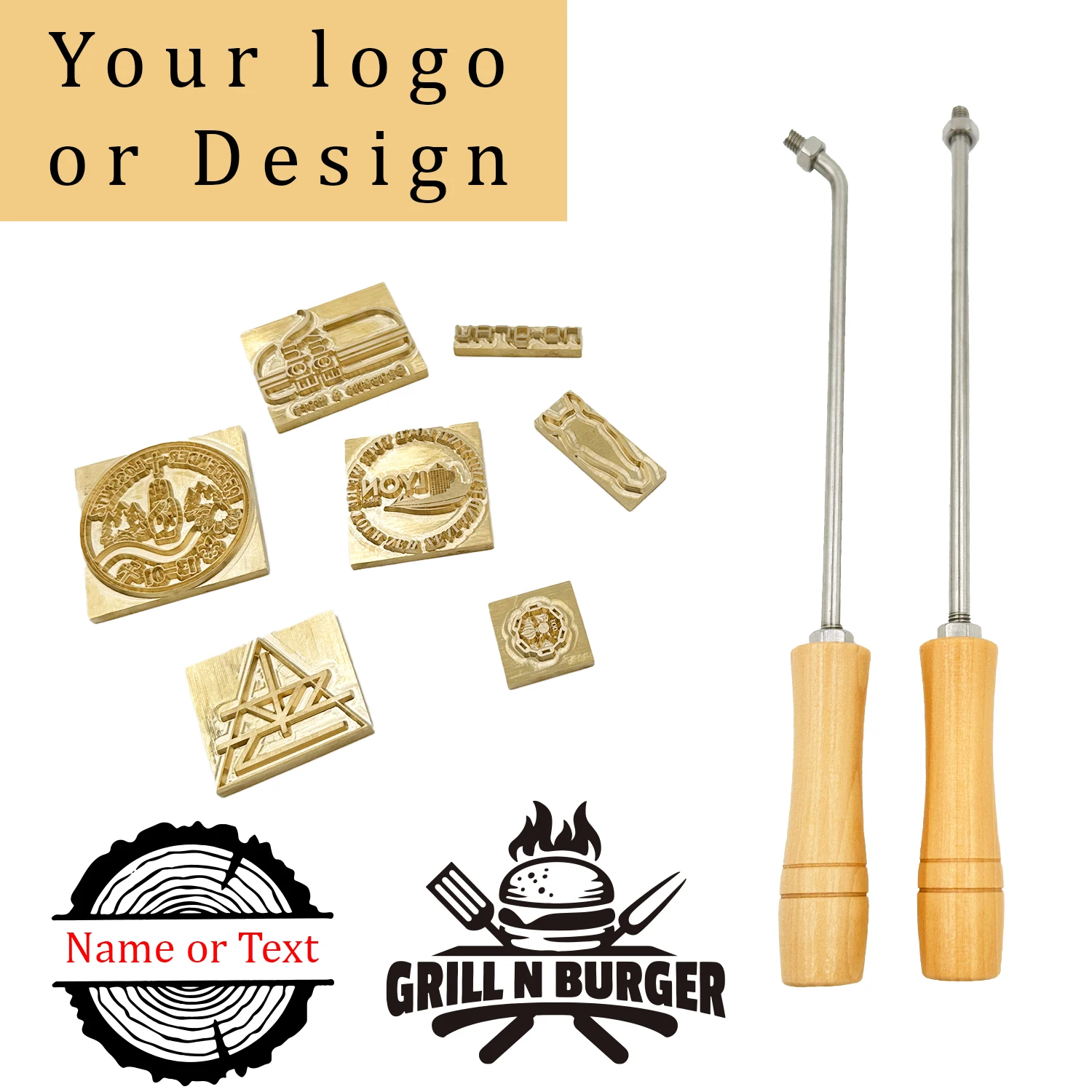 Branding Iron Stamp Logo Customized Personalized Leather Wood Bread Brass Stamps Wedding Wooden Iron Branding Seal Customization