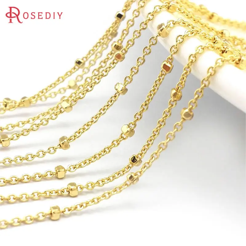 2 Meters 18K Gold Color Brass Station Cube Beads Flat O Shape Special Diy Necklace Chains High Quality Rosediy official-website