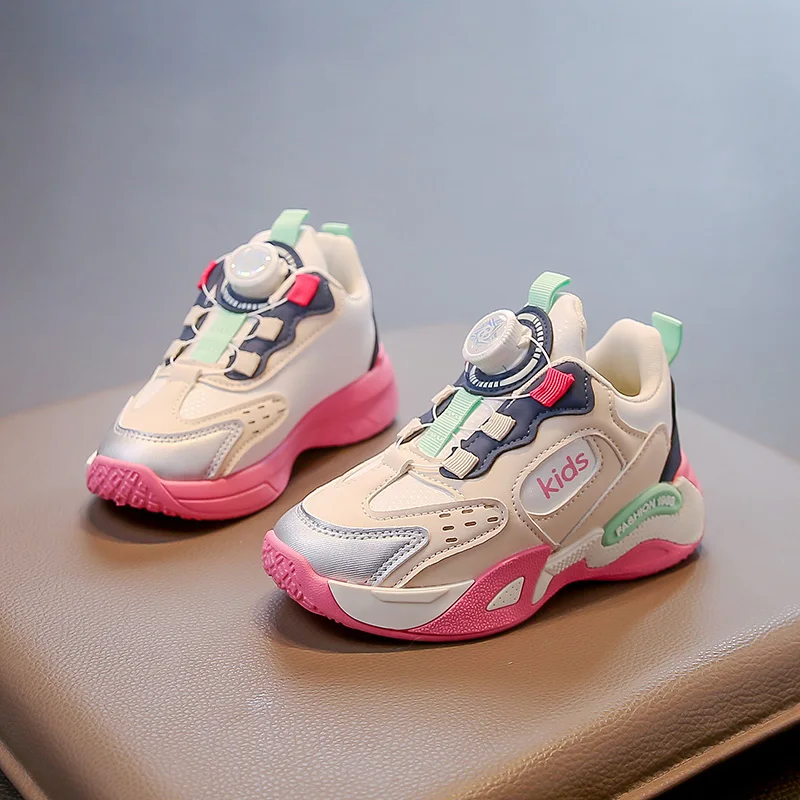 أحذية رياضية زر دوار للأطفال احذية الجري غير القابلة للانزلاق العصرية سميكة لينة وحيد 2025 موضة جديدة حذاء رياضي #3