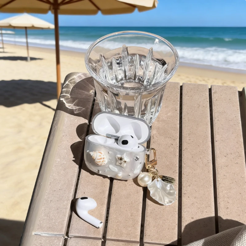 

Conch Star Silicone Case for AirPods 4 Custom Silicone Soft Case Ins Personalized AirPods Pro 2 Earphone Protector with Pendant