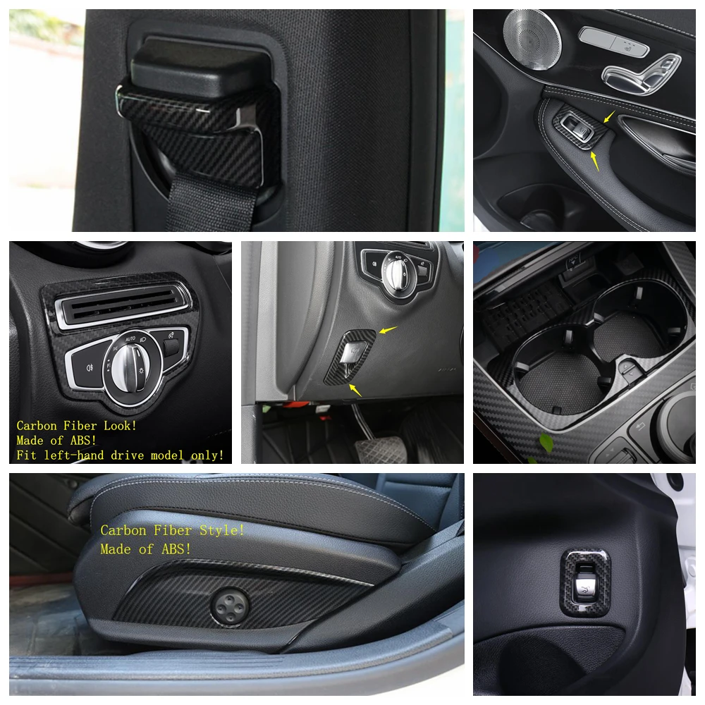 

Seat Adjustment / Window Lift Button / Head Light Lamp / Water Cup Holder Cover Trim Fit For Mercedes-Benz GLC X253 2016 - 2021