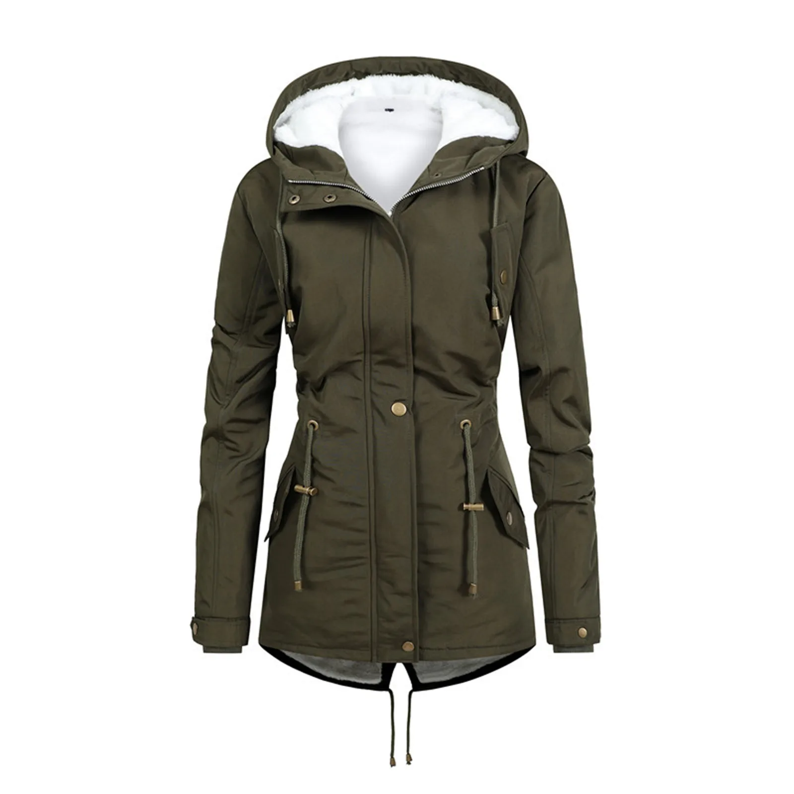 Chaqueta de cuero de lana en la tierra para mujer, suéteres pequeños de algodón de seda de imitación, temperamento, cálido, con cremallera, Otoño e Invierno