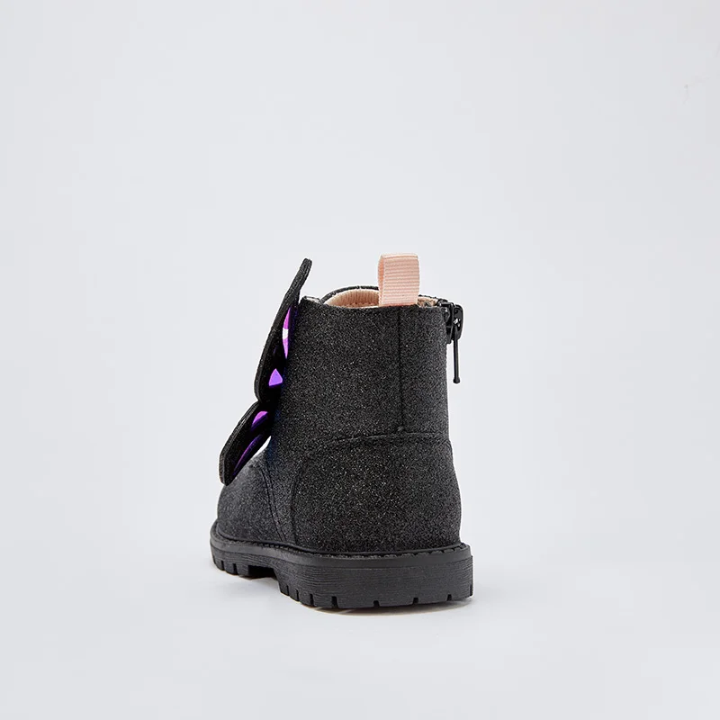 Dave Bella Autumn Children Leather Boots Girls High Top Black Shoes Fashion Casual Trendy Kids Martin Boots DB3236041