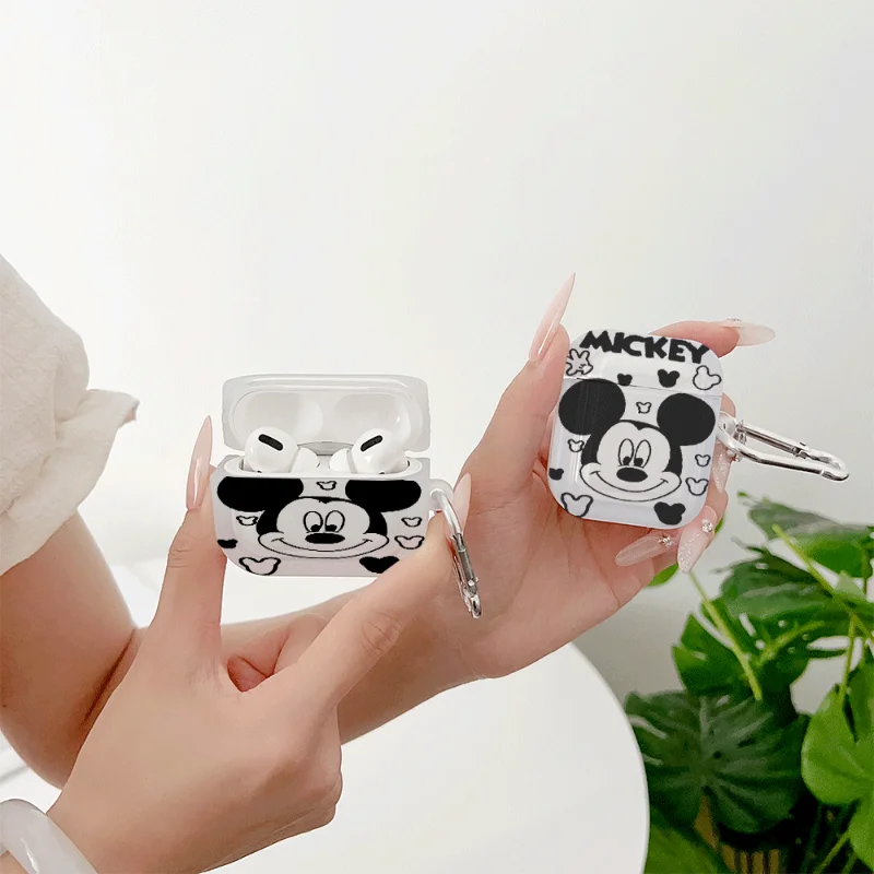ديزني ميكي حقيبة سماعة الاذن ل Airpods 1/2 3 4 برو الكرتون بولي TPU سماعة لاسلكية تعمل بالبلوتوث للصدمات الغطاء الواقي مع هوك الهدايا