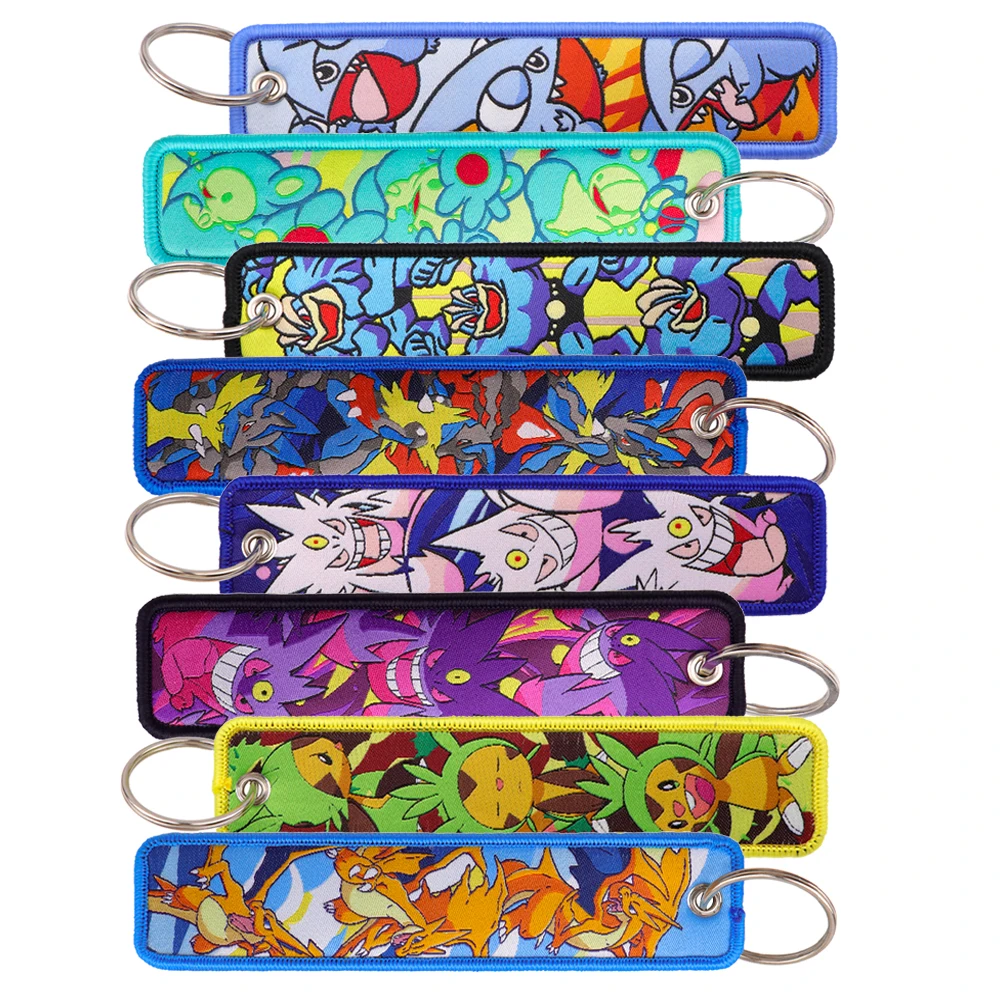 1pcs Anime Monsters Embroidery Key Tags Key Ring Key Chain for Motorcycles Key Fobs Holder Men Women Game Accessories Gifts