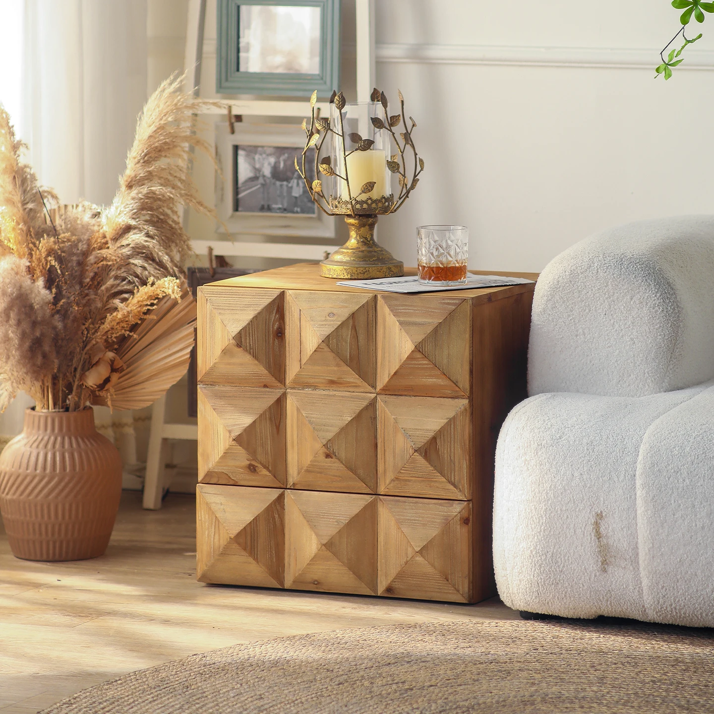 

Customizable Italian minimalist solid wood corner cabinets, living room home sofa side hotel bedside tables