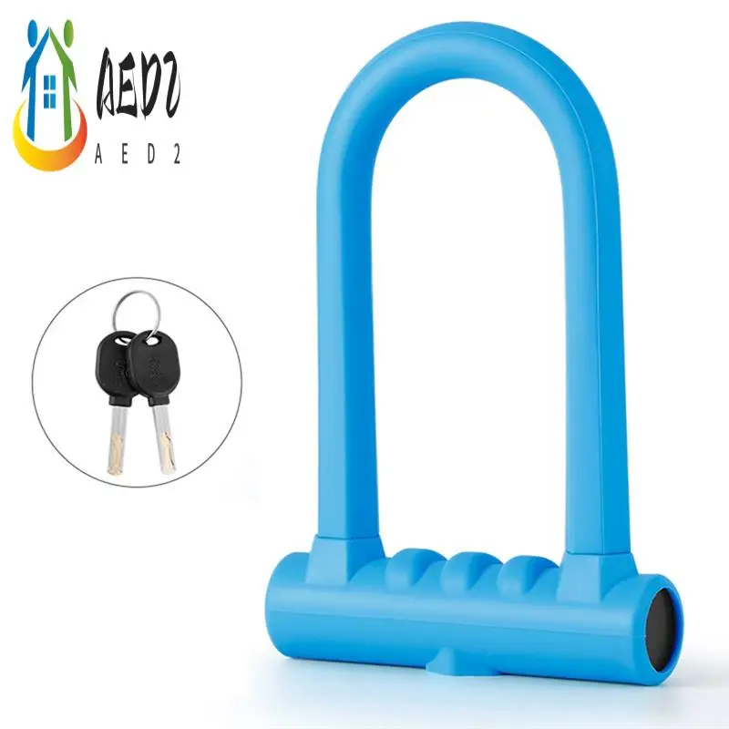 

AED2-Bike Lock Anti-Theft Mountain Bike Road Bike Silicone U-Lock Motorcycle Helmet Bicycle Electric Scooter