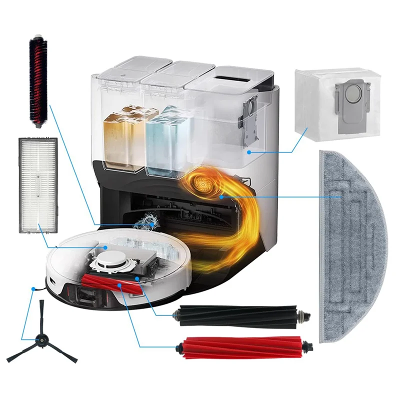 ABJA-ชุดอุปกรณ์เสริมสําหรับ Roborock S8 Pro Ultra หุ่นยนต์สูญญากาศ Roller แปรงหลักแปรง Mop Pad กรองแปรงด้านข้างฝุ่นกระเป๋า