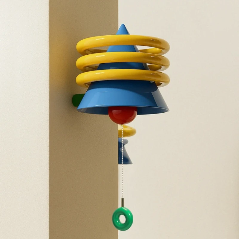 

French cream wind with switch bedroom bedside children's room wall lamp color dopamine lamp