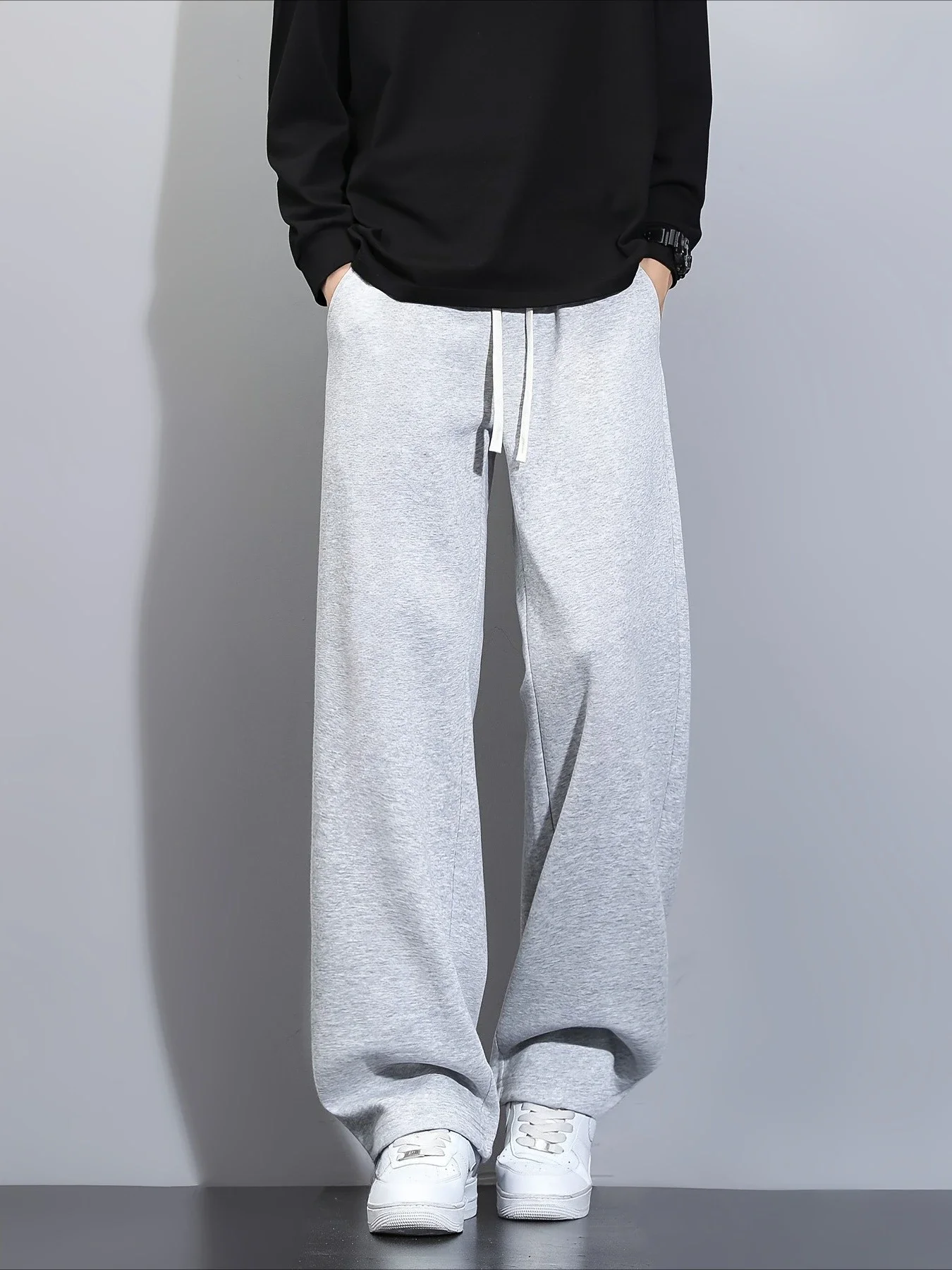 

Men'S Heavyweight Thermal Jogger Pants Thick Winter Trousers Drawstring Waist Loose-Fit Mid-Rise Casual Pants for Cold Weather