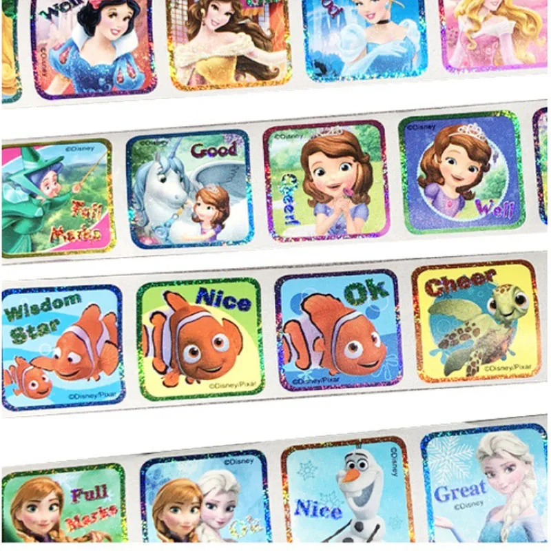 200pcs/box Cartoon Disney Frozen Mickey Stickers Anime Bubble Scrapbooking Children Teacher Reward Sticker Decoration Toys Kids